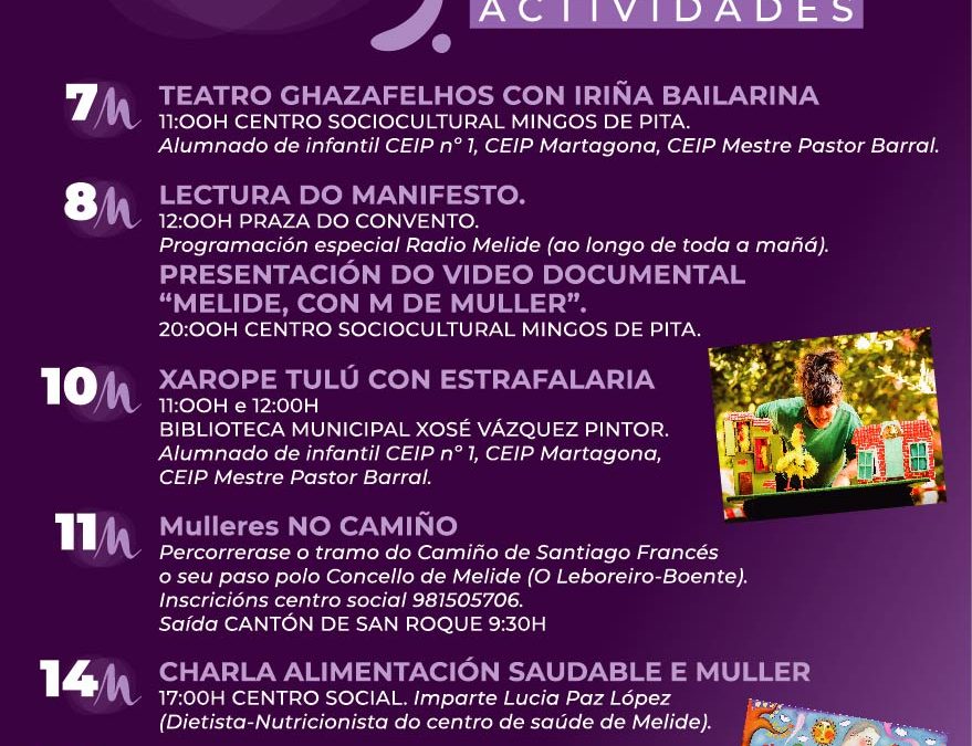 O Concello de Melide organiza un variado programa de actividades durante o mes de marzo para conmemorar o Día da Muller