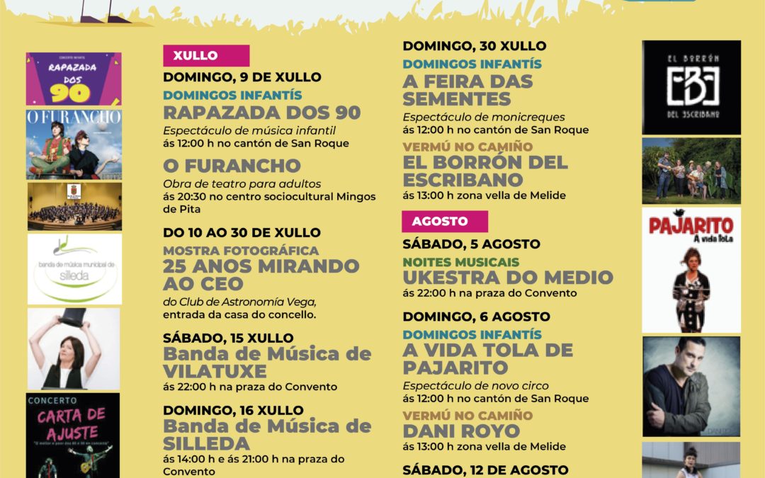 Melide vivirá un intenso Verán Cultural con máis dunha ducia de eventos programados